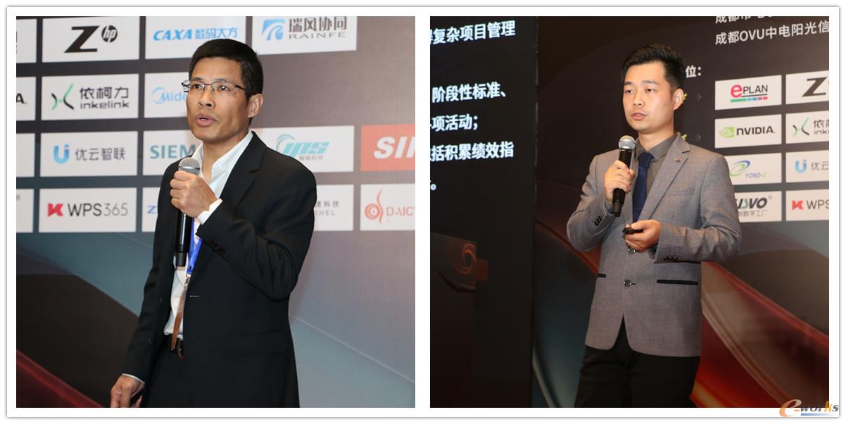 天喻软件总经理刘清华（左）、简睿捷技术总监蒋义（右）